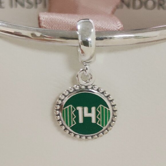 Pandora Engraving Mexico Soccer Jersey #14 Dangle Charm Exclusive Pendant S925 - Picture 3 of 7